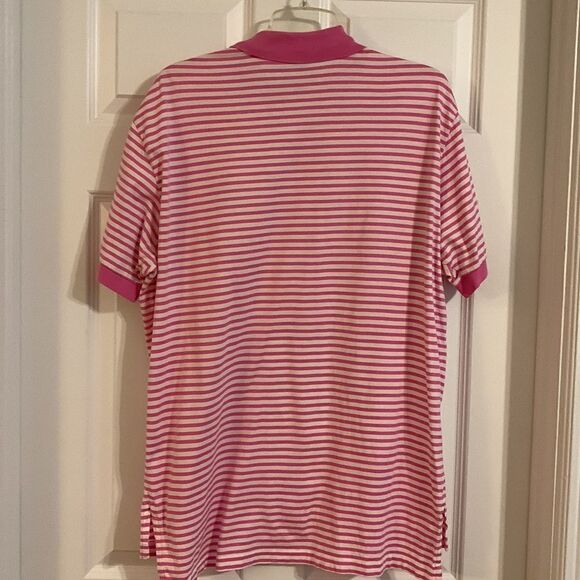 Polo by Ralph Lauren size large pink stripe & pink trim - Picture 2 of 11